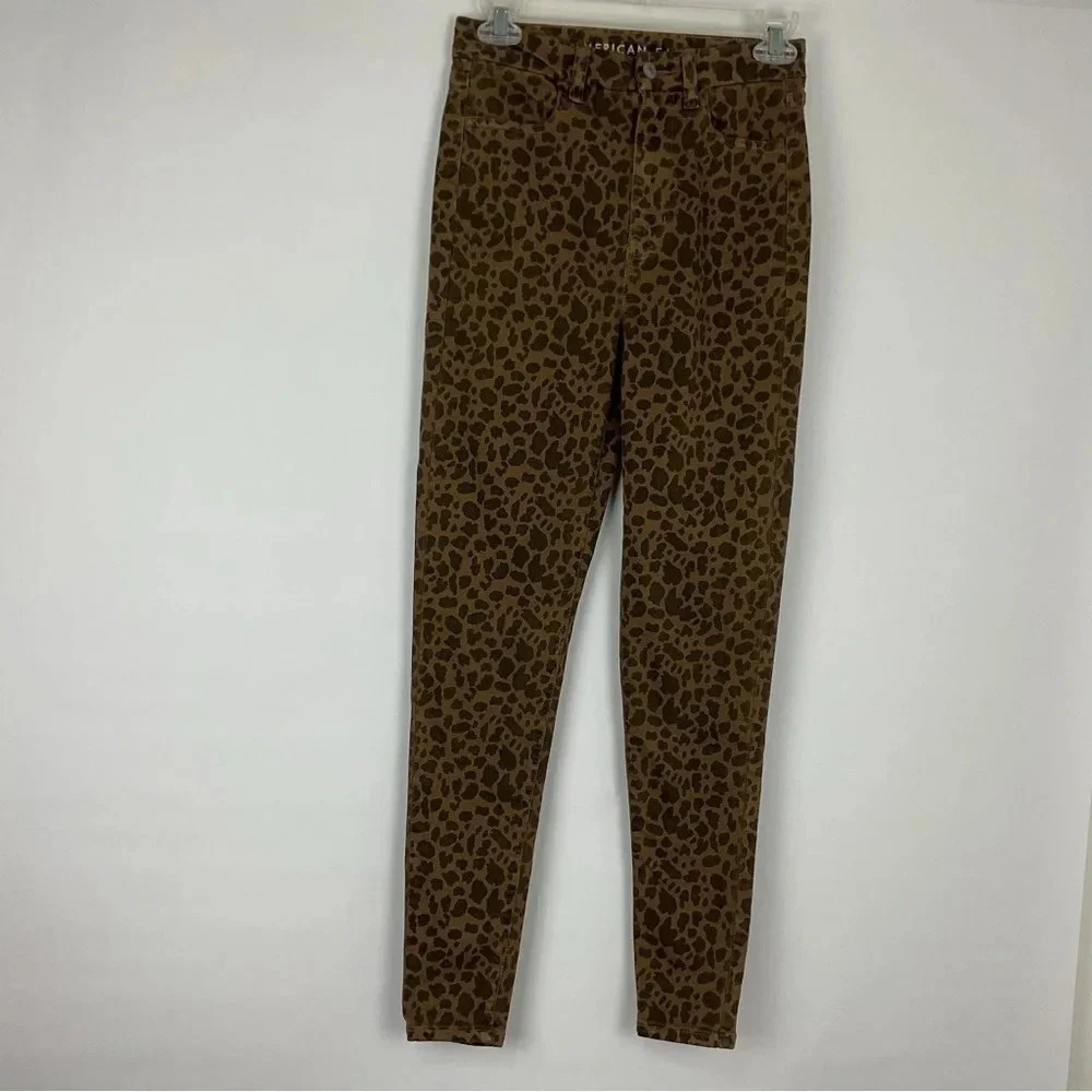 American Eagle Leopard Print‎ Curvy Super Hi-Rise Jegging Jeans Size 2